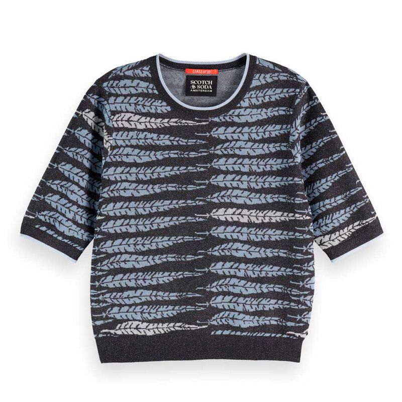 Scotch & Soda Lurex Jacquard Knitted Tee image number 2